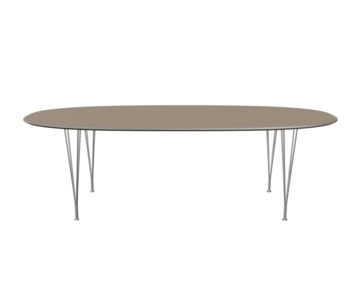 Fritz Hansen - Superellipse B614 Spisebord fra Fritz Hansen Laminat (Brown Ottawa) Forkromet stål